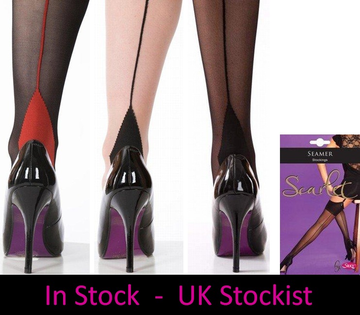 Silky Scarlet Seamed Stockings Seamed Tights Cuban Heel Retro Vintage Ladies Ebay 2593