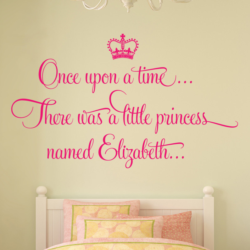 PERSONALISED ONCE UPON A TIME PRINCESS WALL STICKER DECAL GIRLS BED ...
