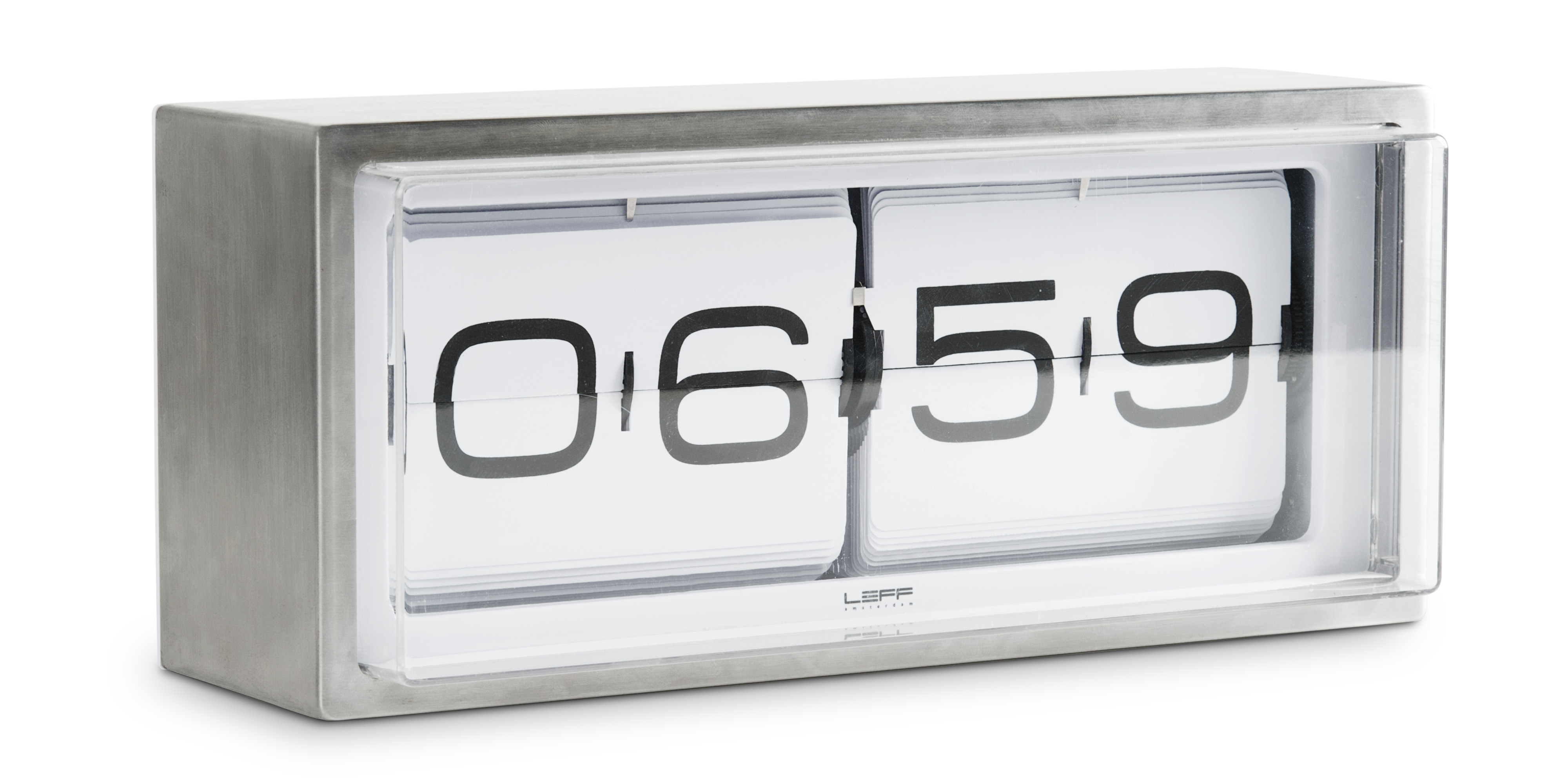 Leff Amsterdam Brick Wall Desk Clock Stainless Steel  