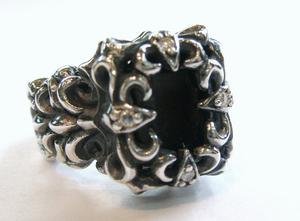 GOTHIC VAMPIRE BLACK CZ CRYSTAL 925 STERLING SILVER RING  