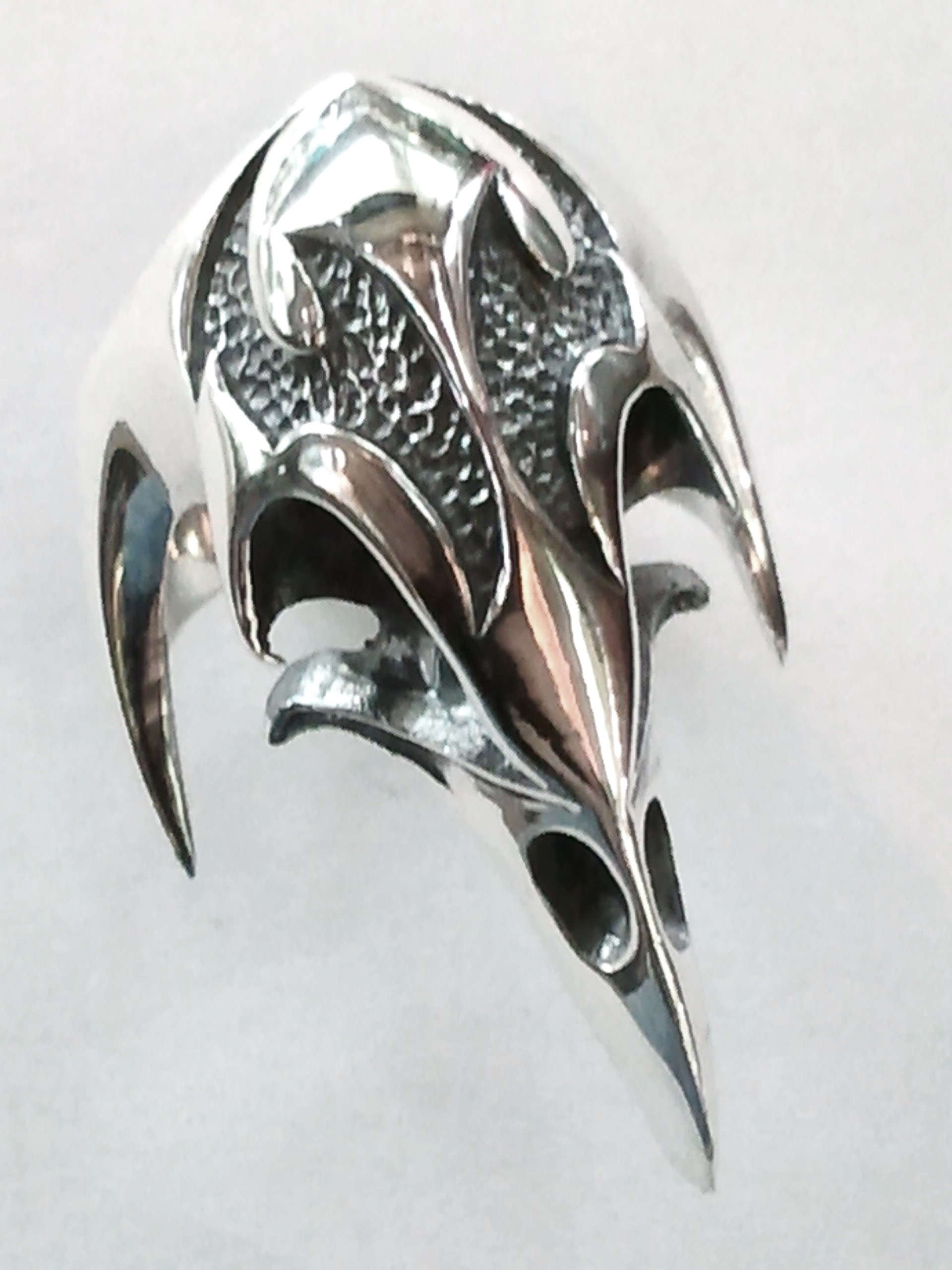 GOTHIC BLACK CROW RAVEN SKULL 925 STERLING SILVER RING