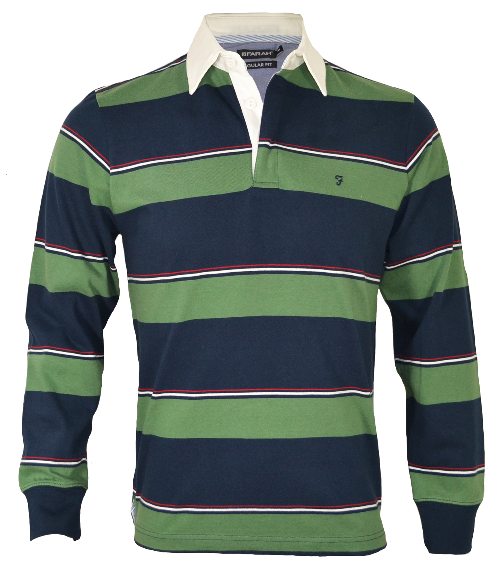 New Farah Men's Rugby Jersey Plain & Stiped Polo Shirt Red Blue Green ...