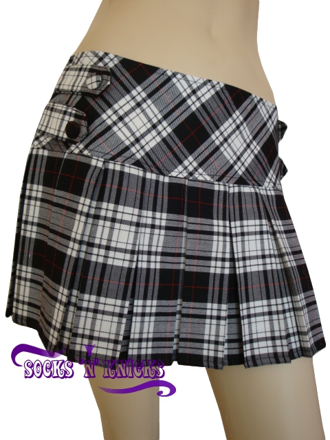 Sexy Black & White Tartan Plaid School Girl Mini Skirt