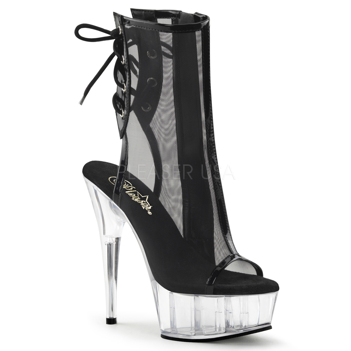 pleaser open toe boots