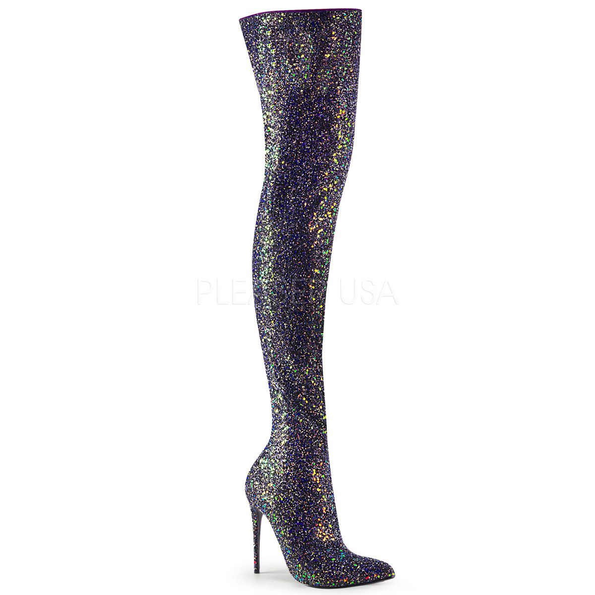 thigh high shimmer boots