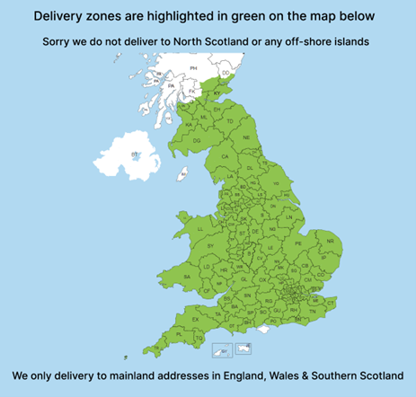 Delivery zones map