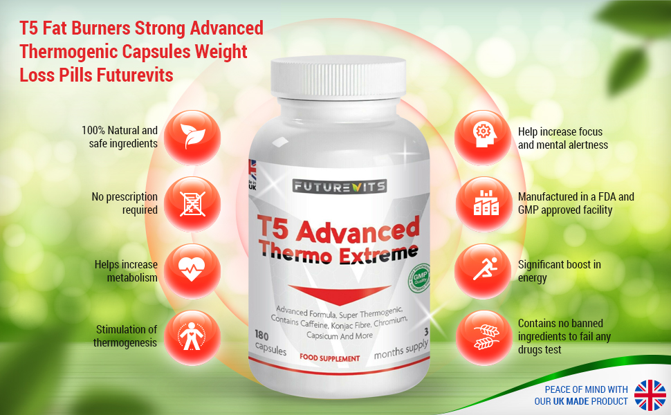 T5 Fat Burners Strong Advanced Thermogenic Capsules WeightLoss Pills Futurevits