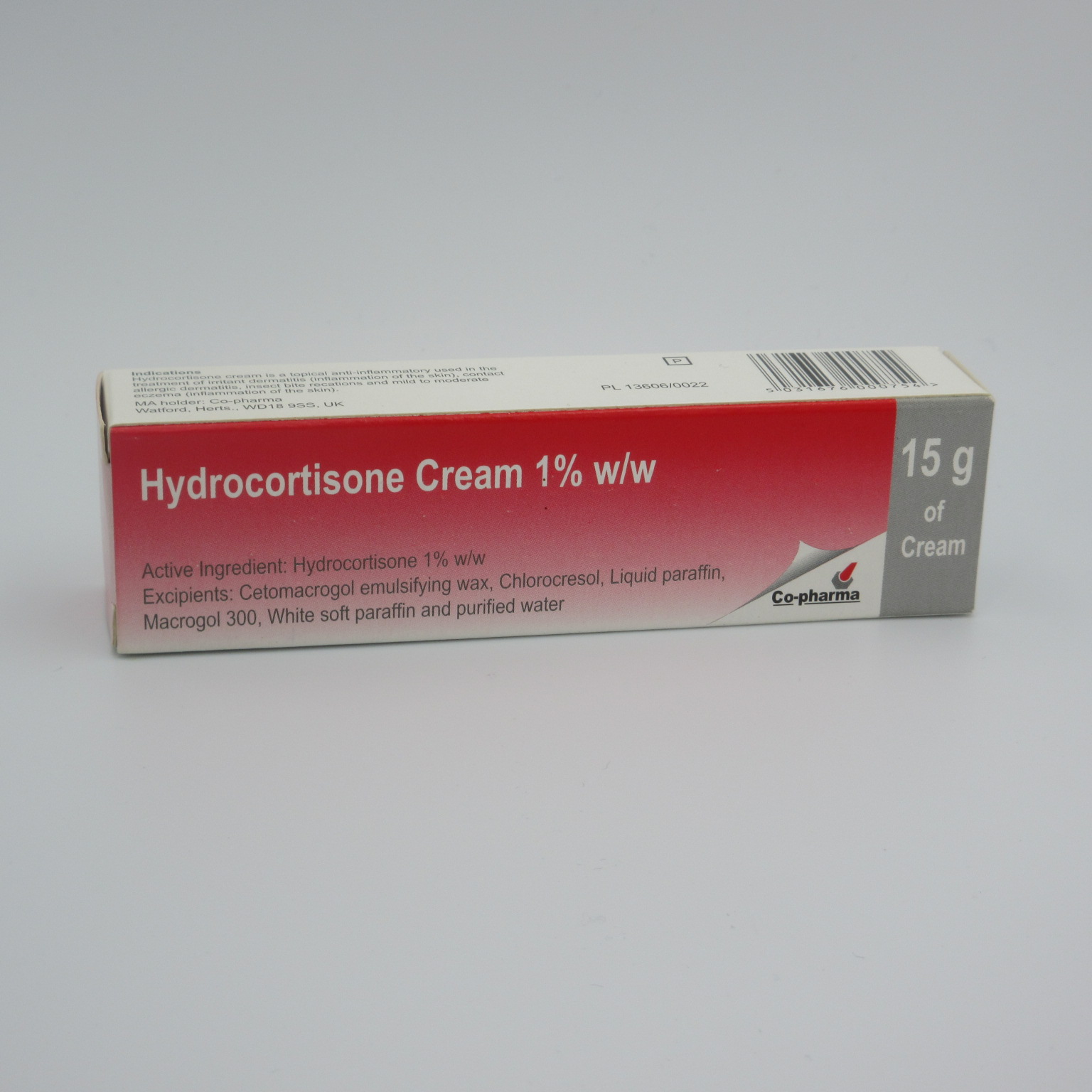 1 x Hydrocortisone Cream 1% w/w 15g Itching Eczema Psoriasis Bite Sting