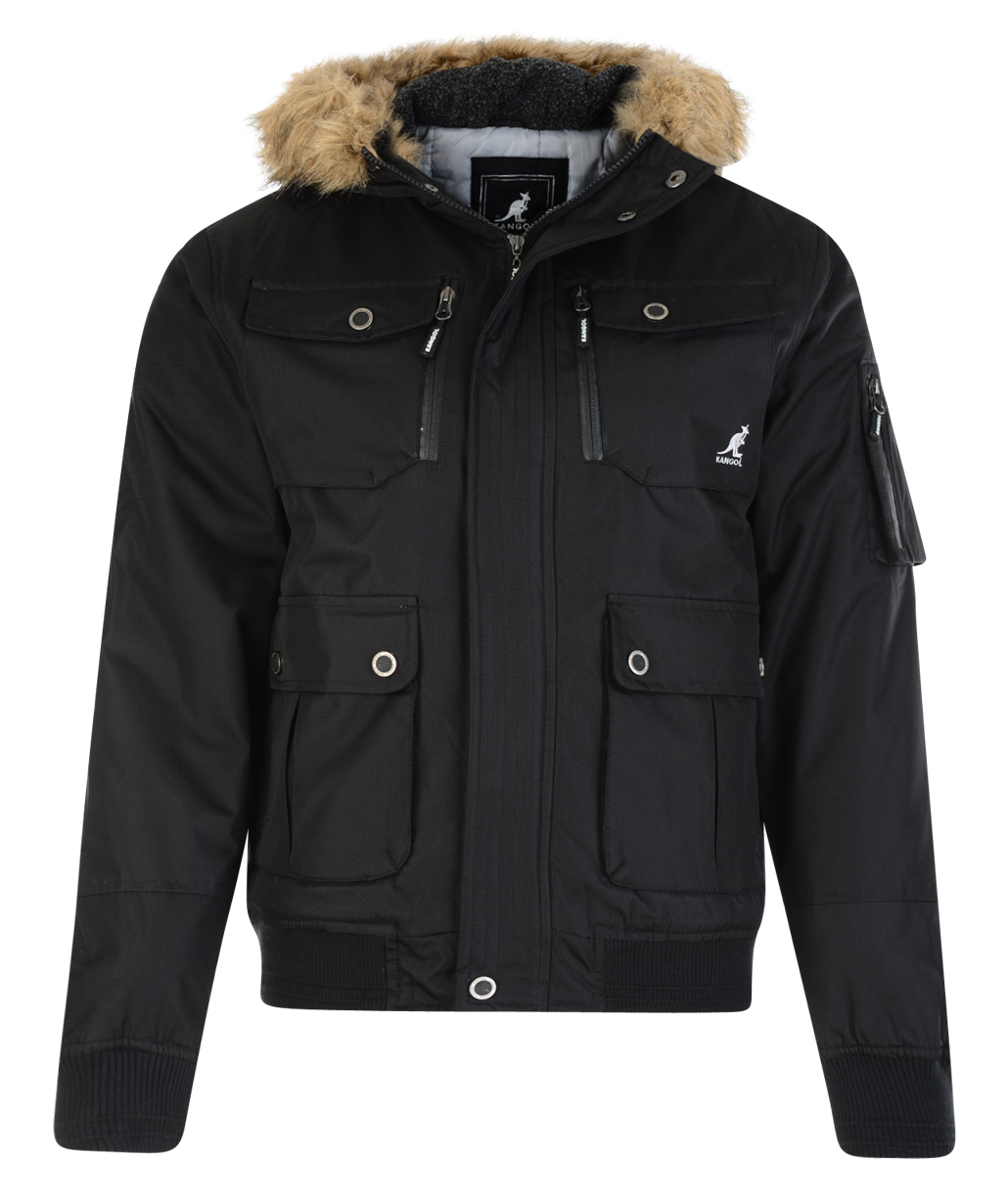 Kangol Bemford Faux Fur Parka Jacket New Men's Warm Hooded Winter ...