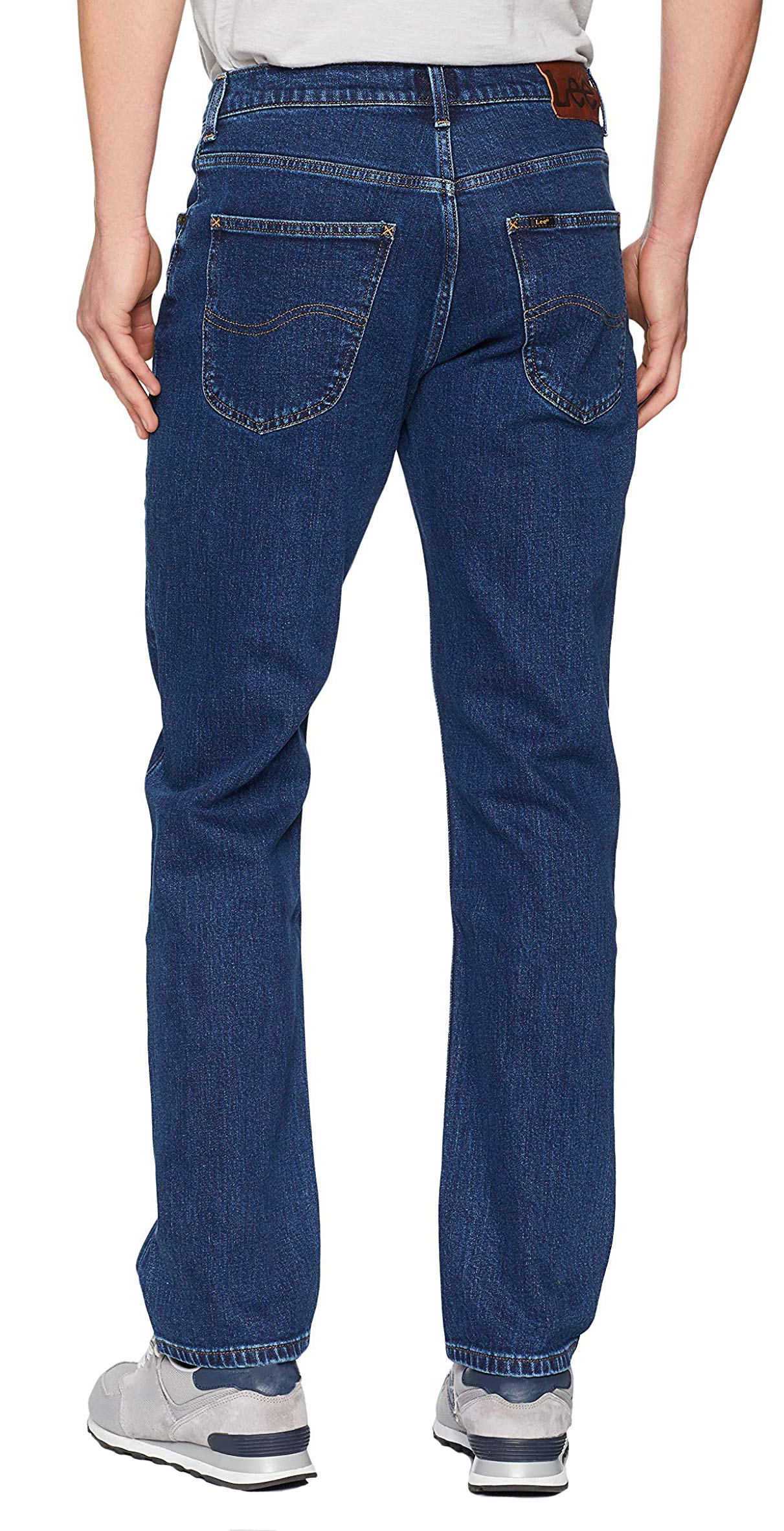 Lee Brooklyn New Men's Stretch Jeans Straight Leg Dark Stone Blue Denim | eBay