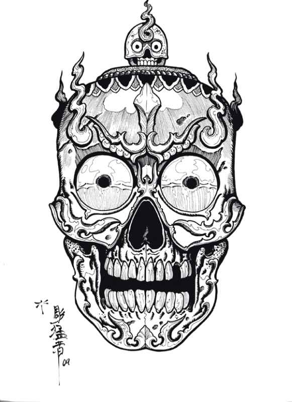 tibetan skulls tattoo designs by horimouja outline