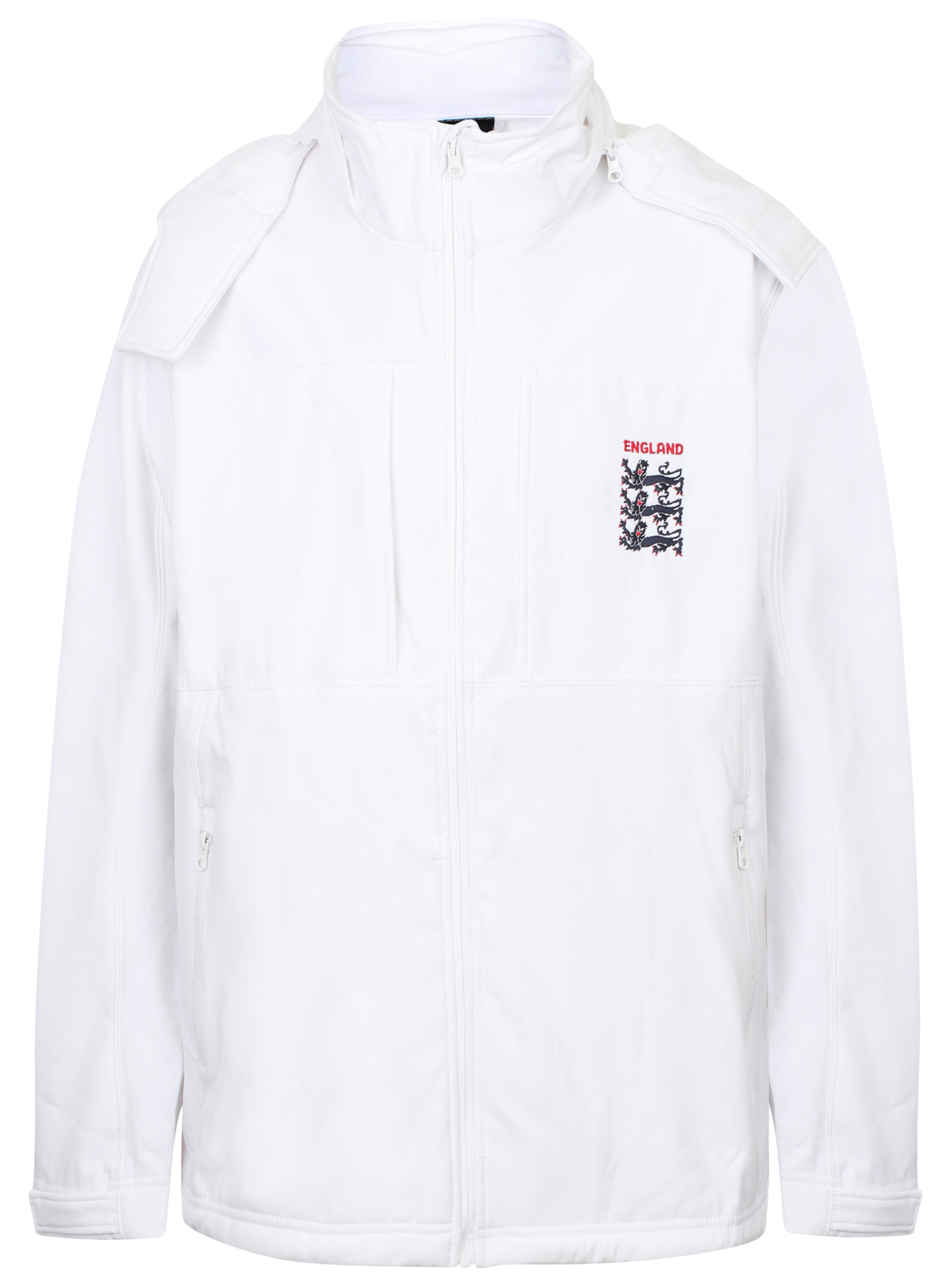 Mens England Jacket Coat Soft Shell White 3 Lions New Hood Lined Pockets 2XL Big 