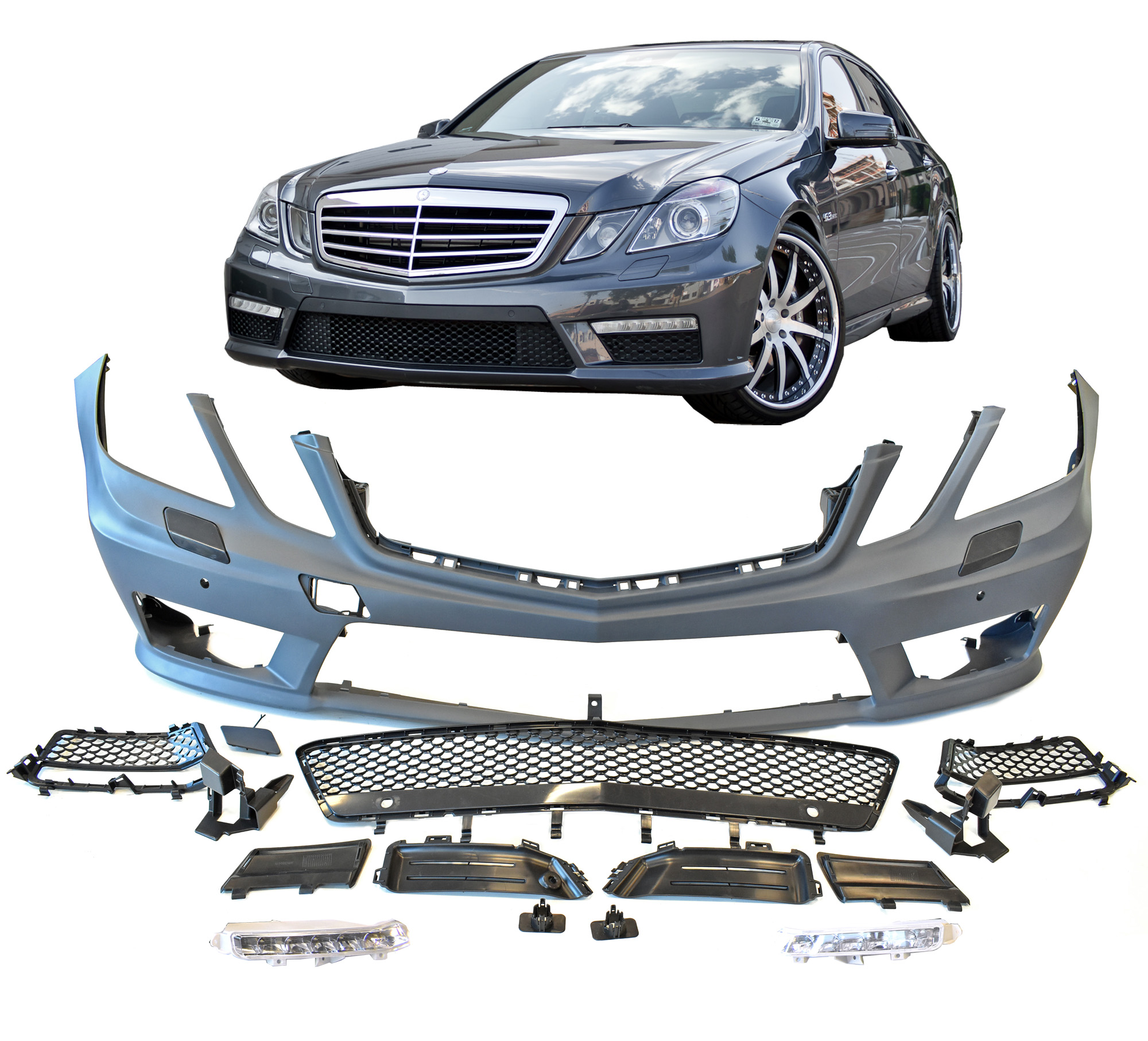 Front Bumper Amg Look Mercedes W212 S212 E63 Front Package Daytime Running Lights 09 13 Ebay