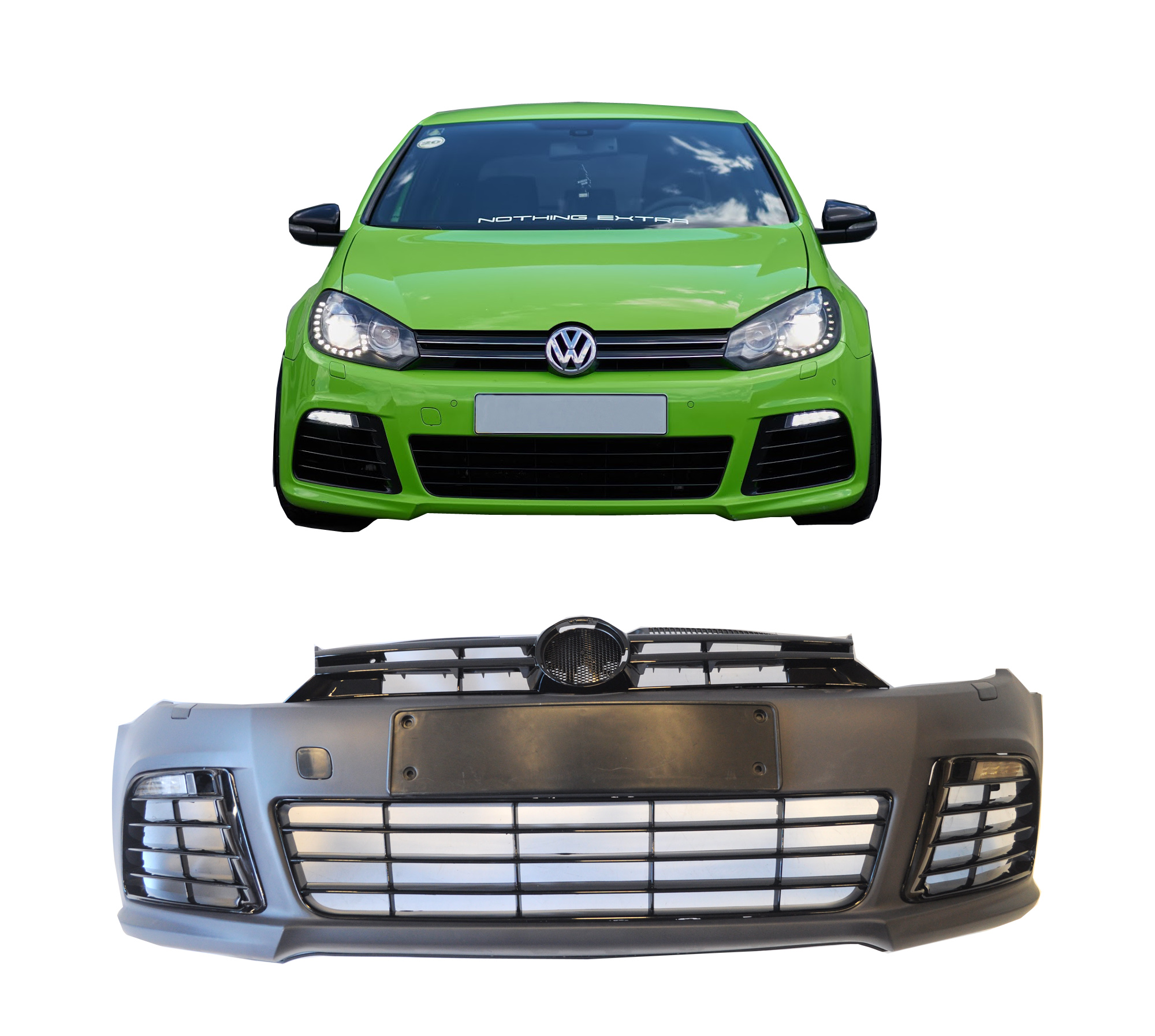 Frontstoßstange im Sport-Design mit Tagfahrlichtern und Kühlergrill passend  für VW Golf 6