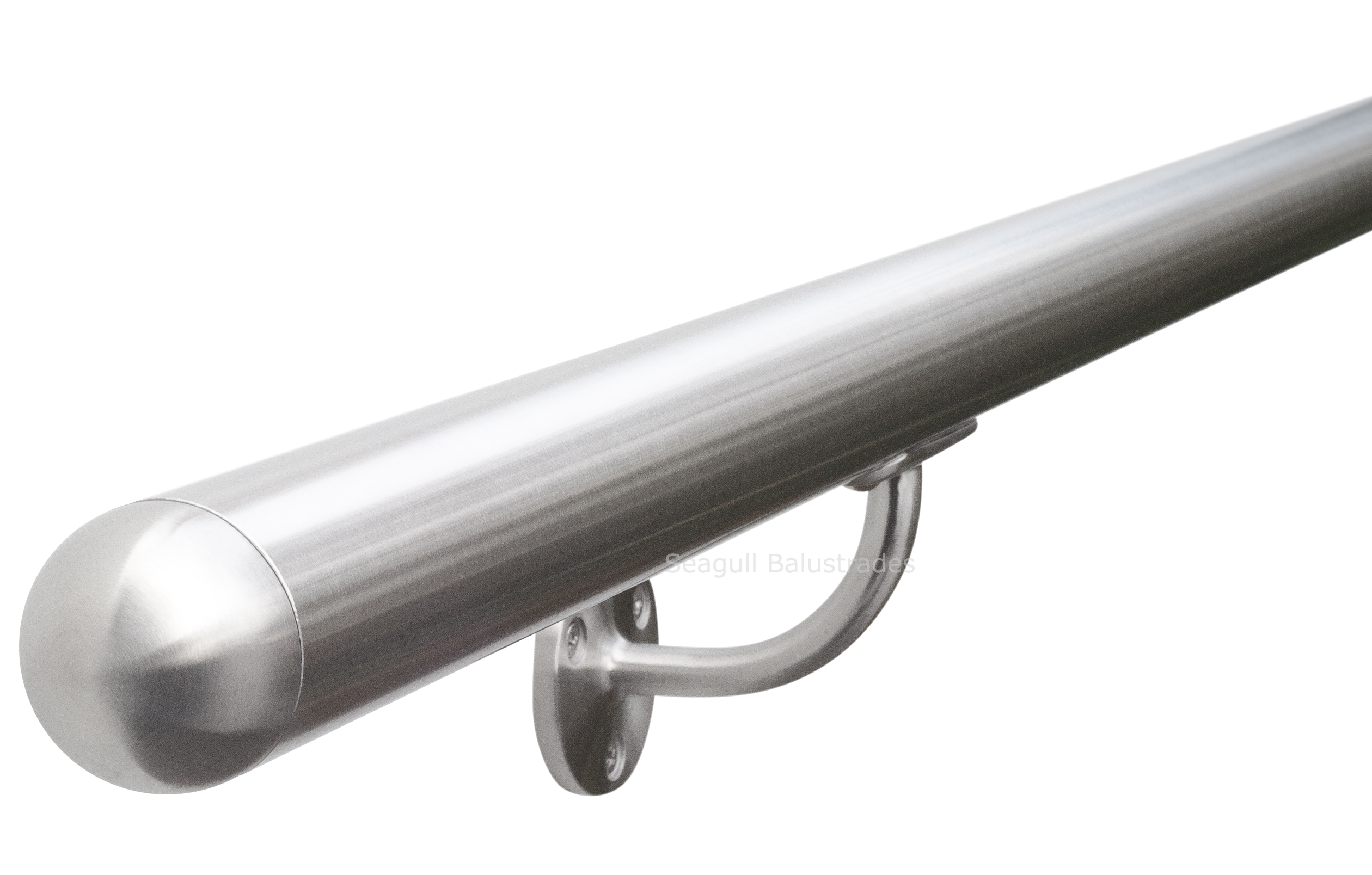 Stainless Handrail - Satin Brushed Steel Metal Stair Bannister W/ Domed ...