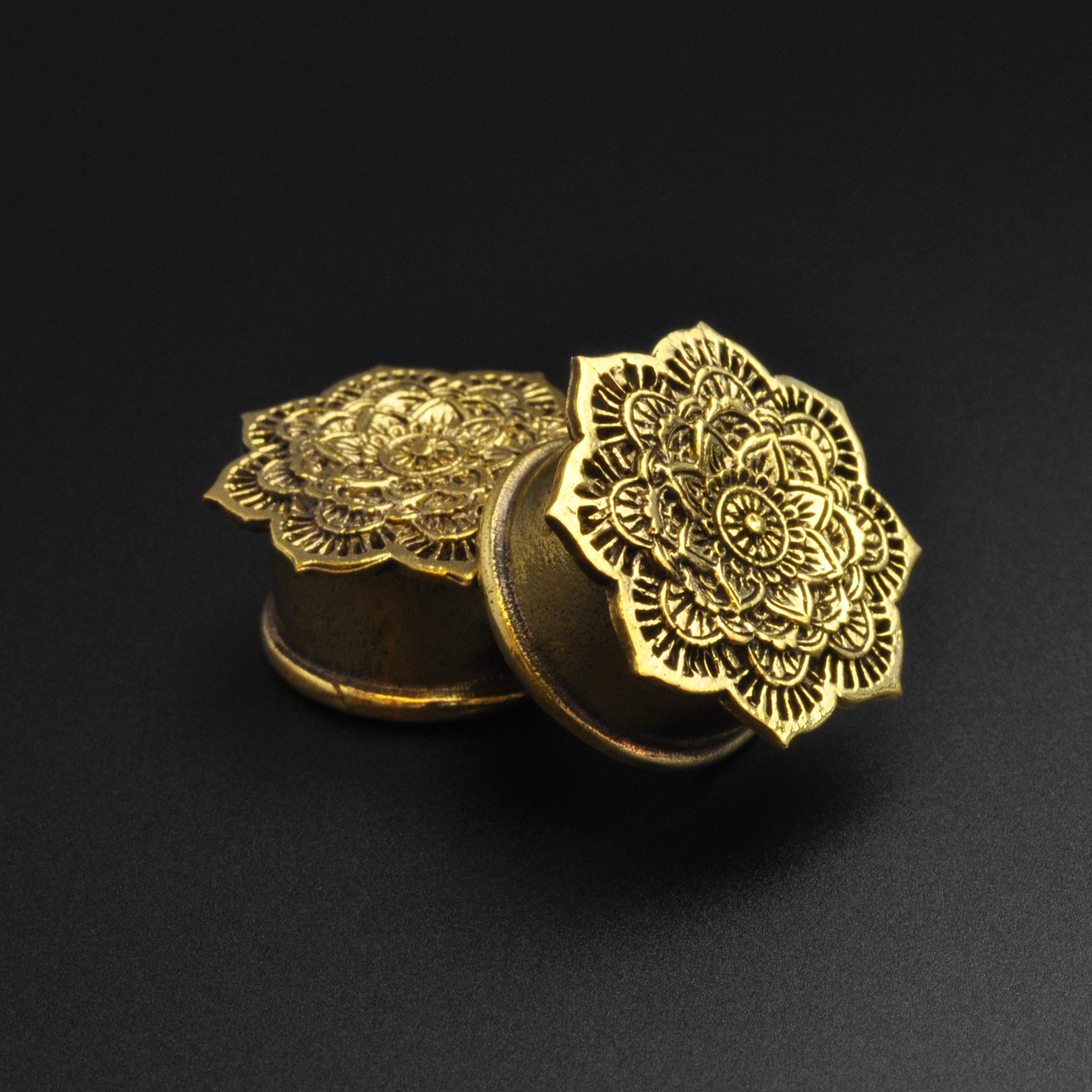 Vintage Brass Flesh Oreille Tunnel Plug Style Vintage Mandala Fleur Lobe Civière